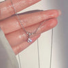 Trendy Water Drop Pendant Necklace Clavicle Chain Women Simple Tiny Rhinestone Jewelry Temperament Party Wedding Gift