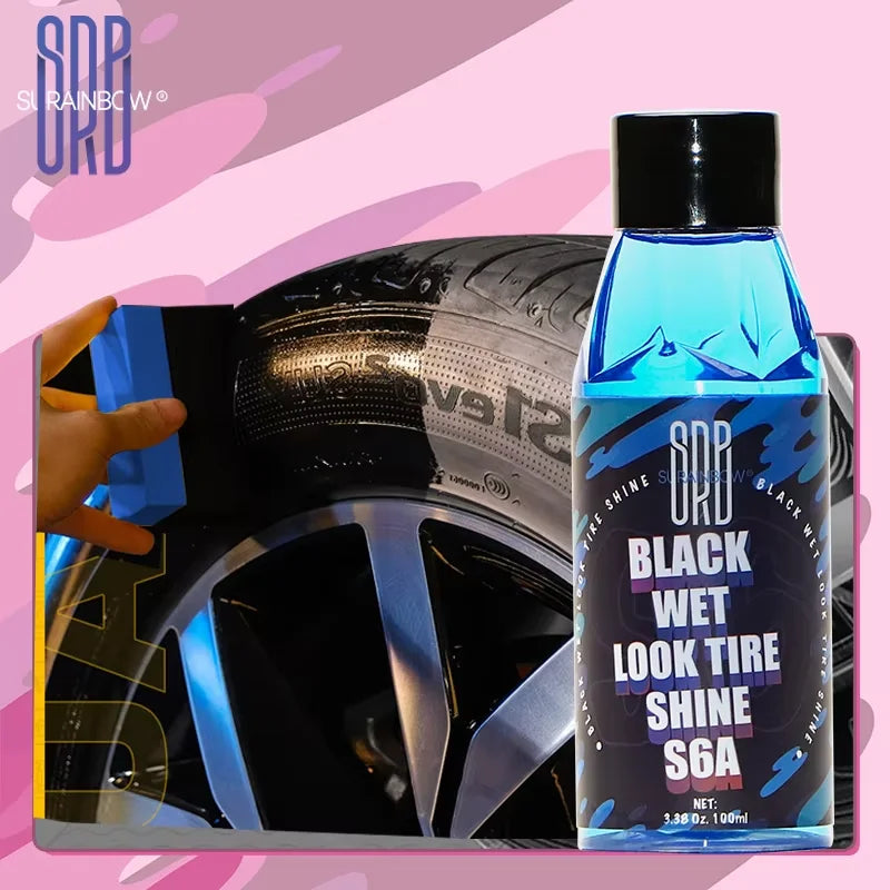 Motorcycle Black Wet Look Tire Shine Dressing,Tire Dressing for Deep Glossy Finish for Protection,Long-Lasting Tire Shine Spray