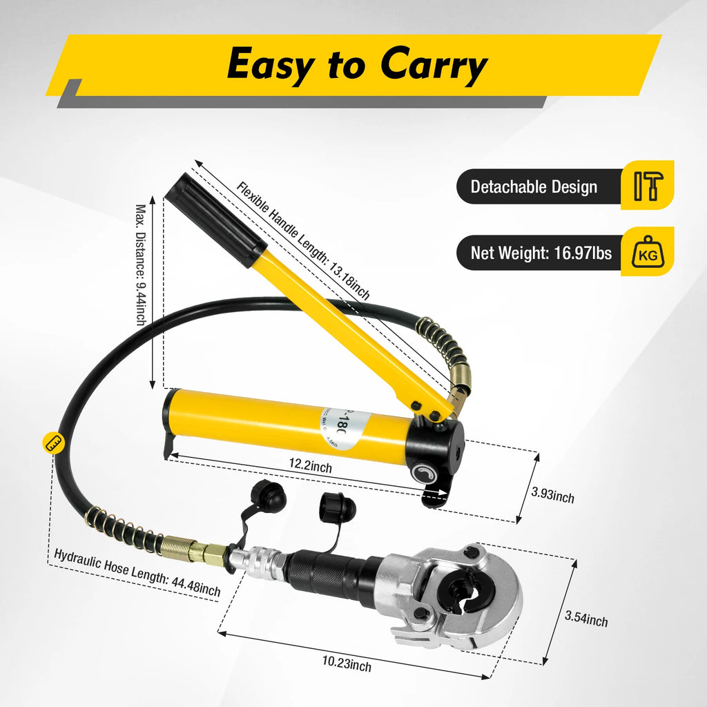 Hydraulic Pump Crimping Pliers 6T with 9 Dies for Stainless Steel Pipe Copper Tube PEX PB Press V12-28mm  TH16-32mm Set
