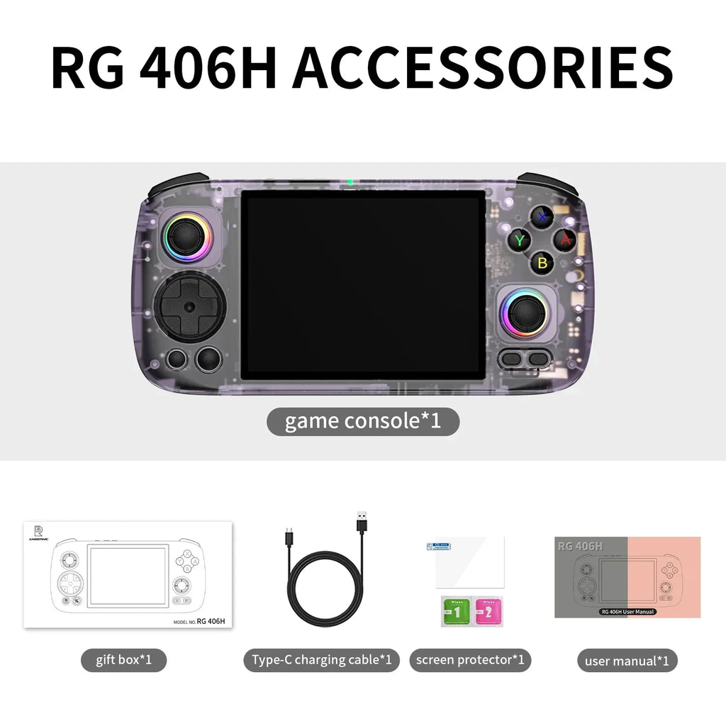 Anbernic RG406H Android Handheld Game Console - 4 Inch IPS Screen, 8GB+128GB, 5000mAh | Gaming for PS2/PSP HDMI Output & TV Mode