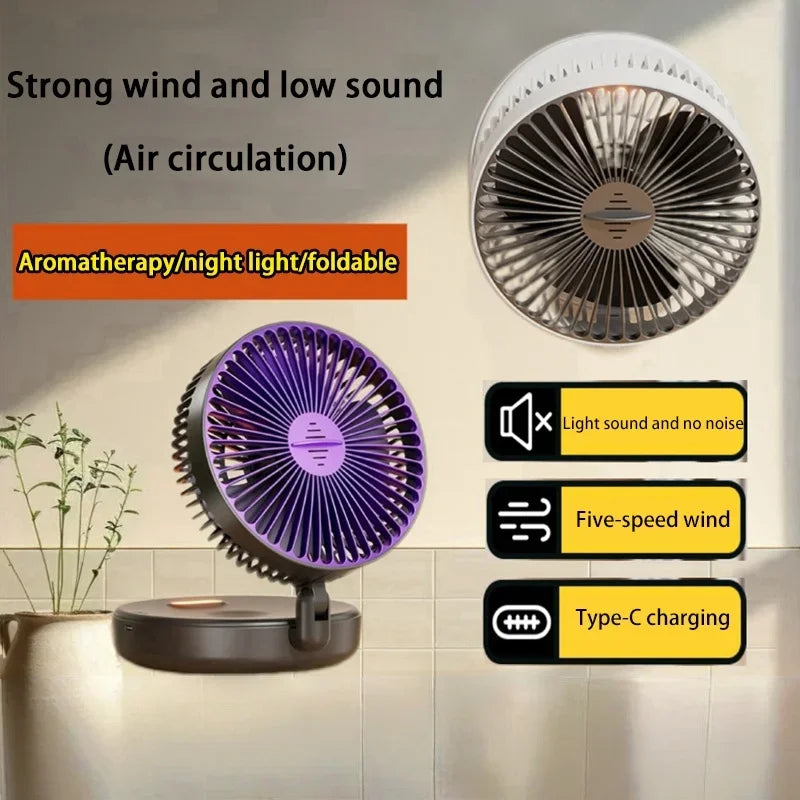 Xiaomi 5000mAh Charge Fan 3 in 1 Multifunctional Fan Brushless Motor Wall-mounted Design 90° Foldable 4 Speed Gears Night Light