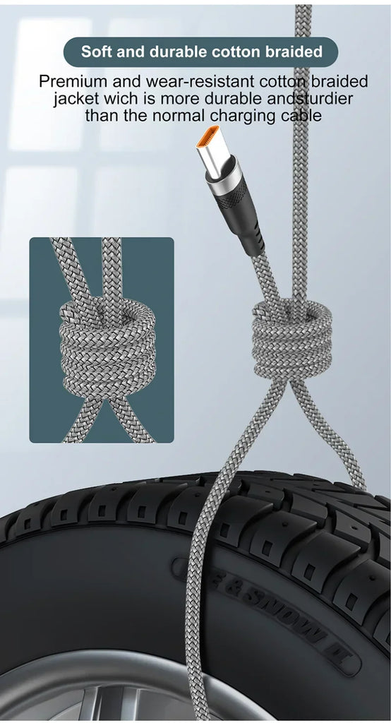 6A USB TYPE C Fast Charge Cable USB C Extend Charging Cable For IPhone 15 16 Huawei Samsung Xiaomi Quick Charging Phone Cable