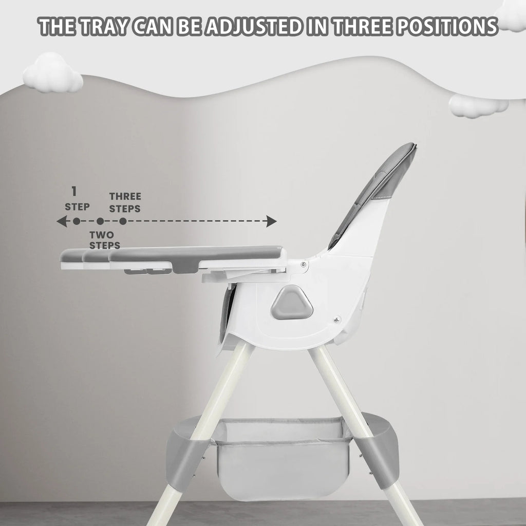 Foldable Baby High Chair 6 Months Plus, with Large Antislip Pad & ToyRack, Easy to Clean Feeding , E500