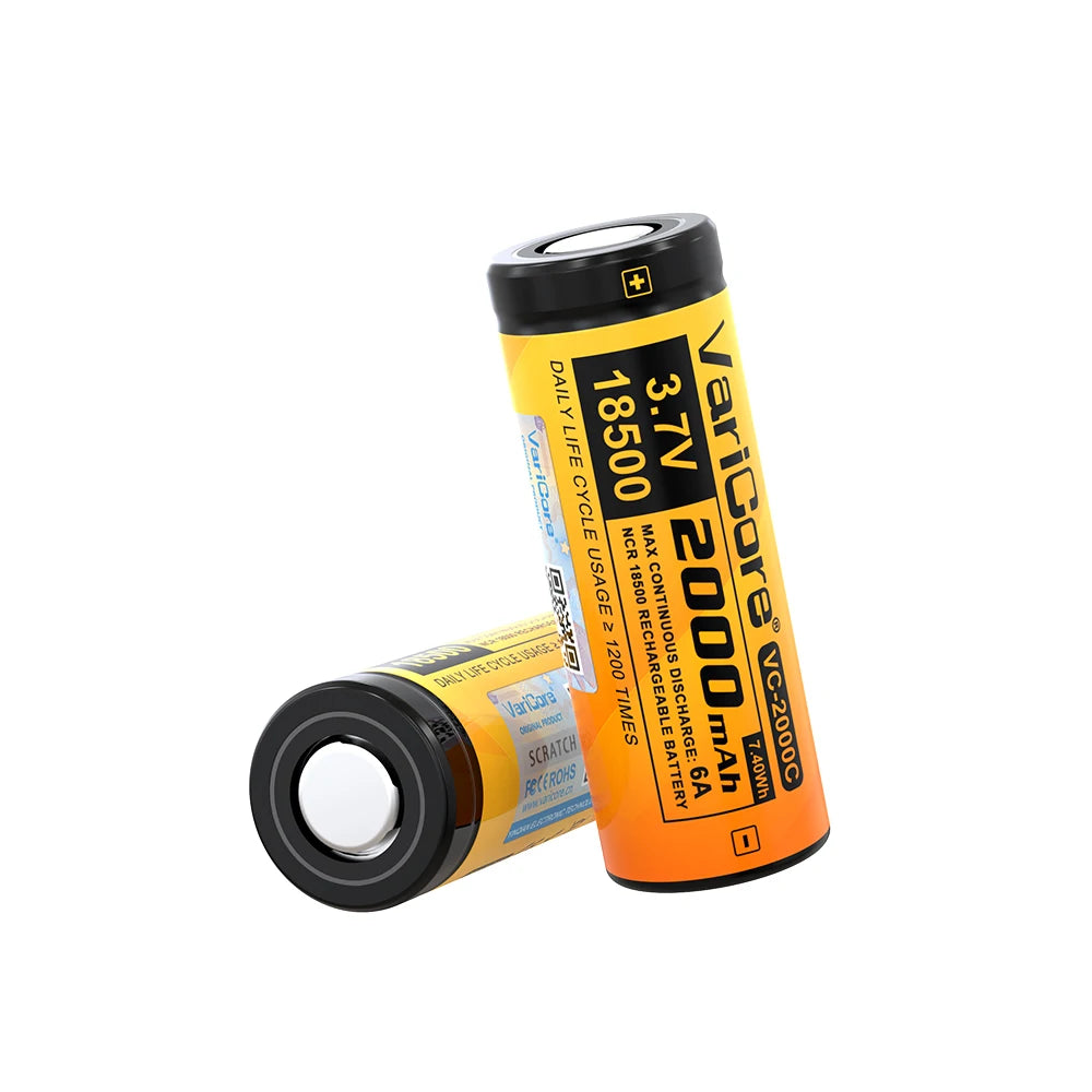VariCore 18500 3.7V 2000mAh Rechargeable Li-ion Lithium Battery Cell Protected for Flashlight Toys RC Device High Capacity