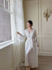 Women Long Twinset Robe Set Sexy Lace Trim Wedding Bathrobe Kimono Gown Sleepwear Elegant Ice Silk Nightgown Loungewear Homewear