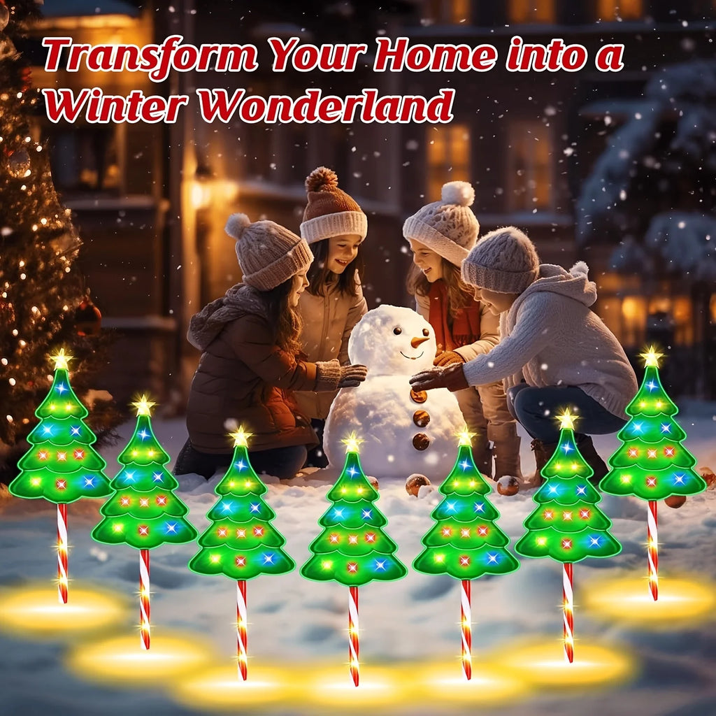 6/12 Pack Christmas Decorations Outside, Solar Christmas Pathway Lights Outdoor Candy Lights For Pathway Yard Garden Outside