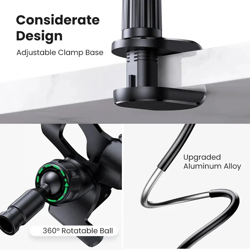90cm Phone Holder Stand Lazy Bracket Headrest Bed 360 Flexible Long Arms Clamp Mount For iPhone Samsung and 3.5~6.7" Device