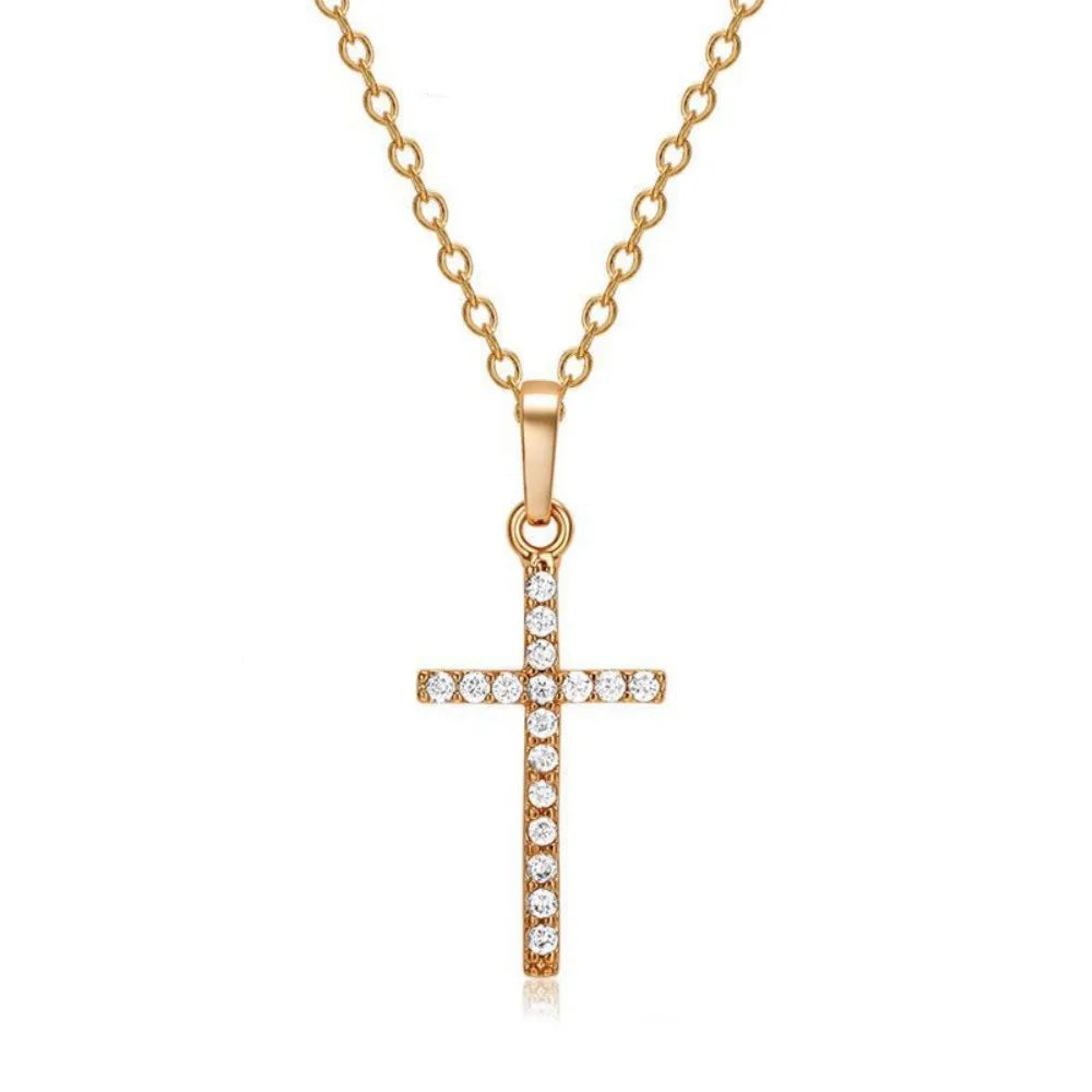 Cross Pendant Rhinestone Inlay Adjustable Necklaces Women Solid Color Solid Color Summer Pendant Necklace Jewellery Women