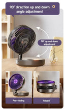 Load image into Gallery viewer, Foldable Desktop Fan Mini  Wall-Mounted Fan With Warm Night Light Rechargeable 4 Gears Adjustable Portable Air Circulation Fan - Mighty Dollars