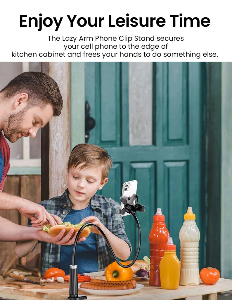 90cm Phone Holder Stand Lazy Bracket Headrest Bed 360 Flexible Long Arms Clamp Mount For iPhone Samsung and 3.5~6.7" Device