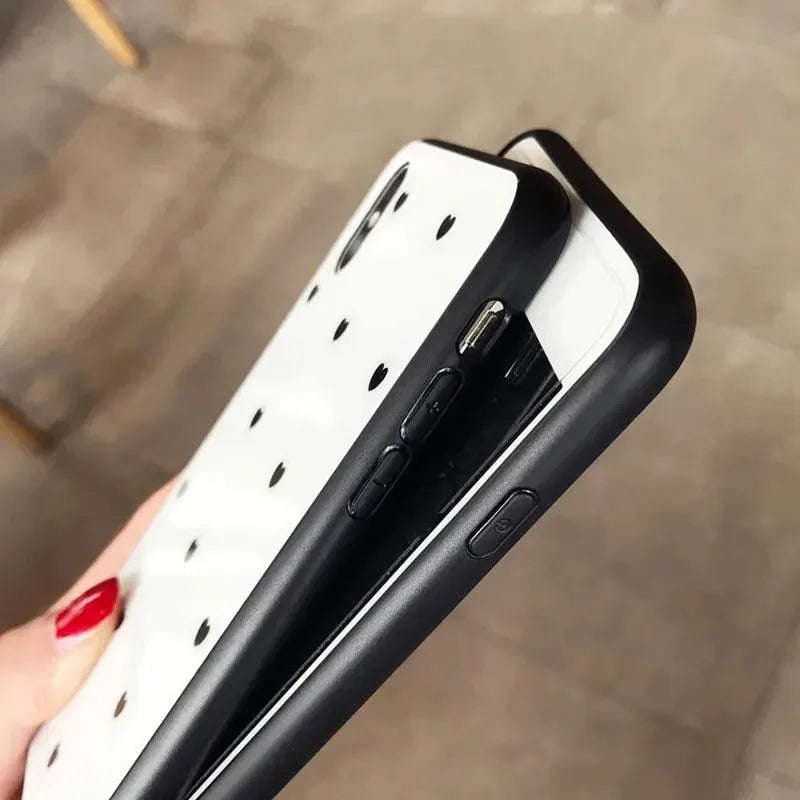 For Oppo A80 5G A40 4G A40M Case Small Love Heart Hard Glass Cover for OPPO A60 A3X A3 Pro Schockproof Tassel Wrist Phone Case