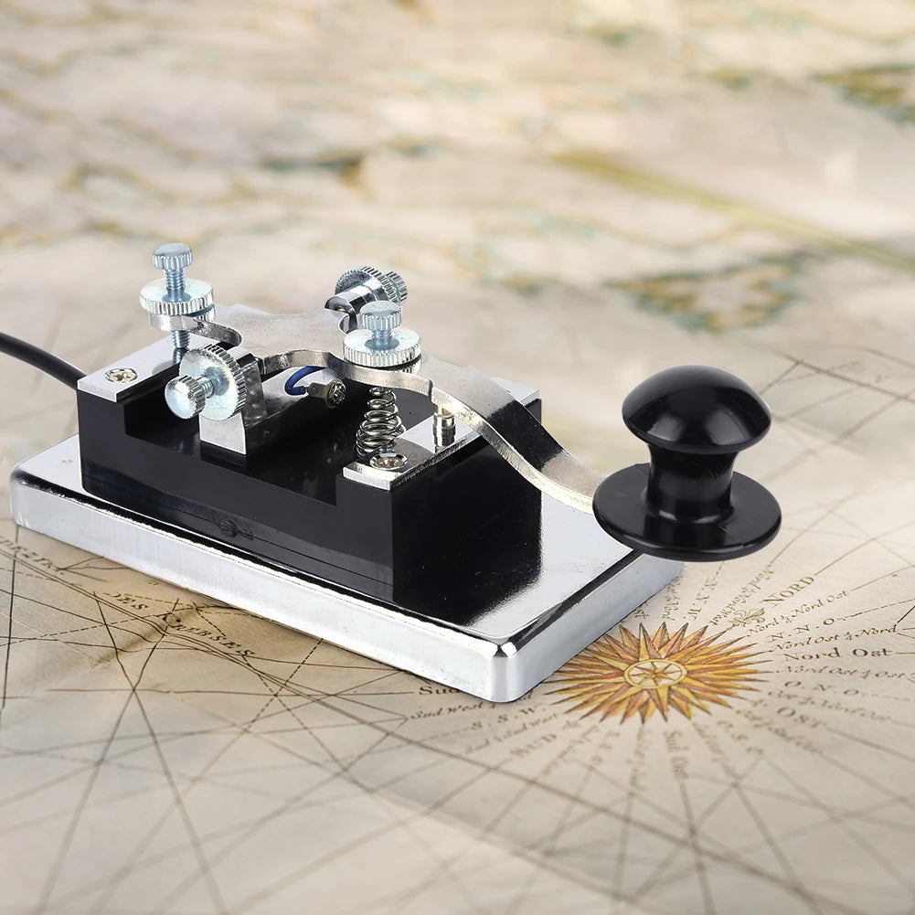 HY-K4 Stainless Steel CW Telegraph Shortwave Radio CW Telegraph Key Morse Key Shortwave Radio Communication Teaching Aids