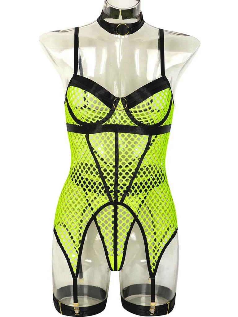 JSY Sexy Lingerie Set For Women's Body Underwear Transparent Mesh Nightgown Bodysuit Sleepwear Erotic Lingerie Porno Costumes