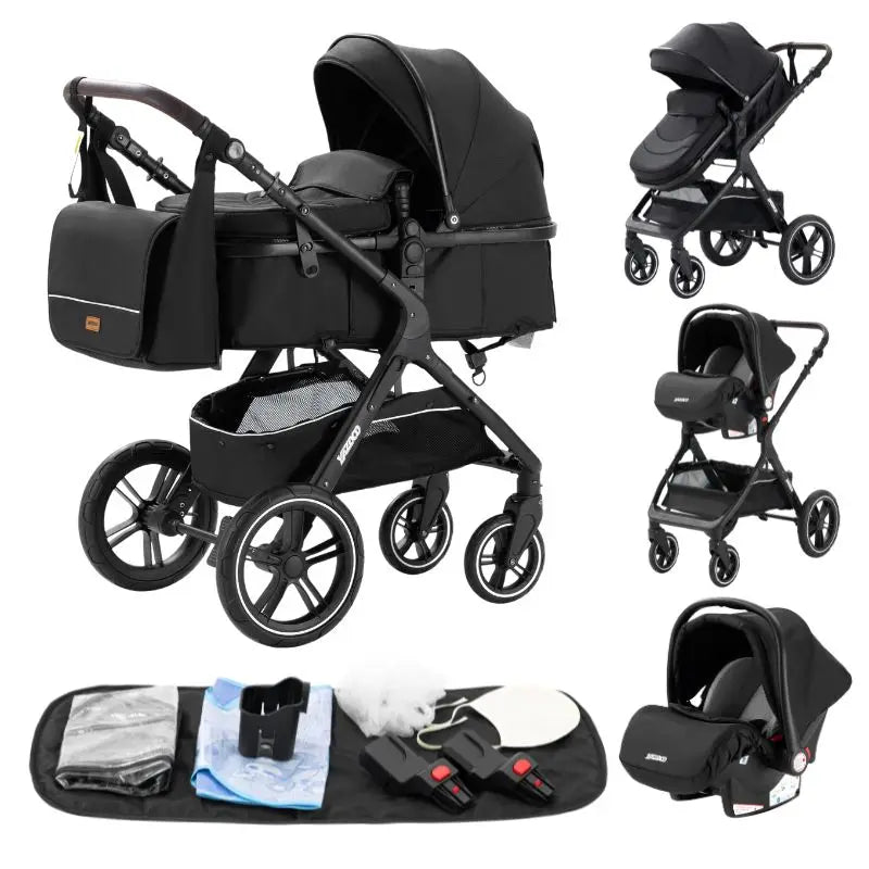 Luxury Baby Stroller 3 in1 Portable Travel Baby Carriage Fold Pram High Landscape Aluminum Frame Newborn Infant Stroller