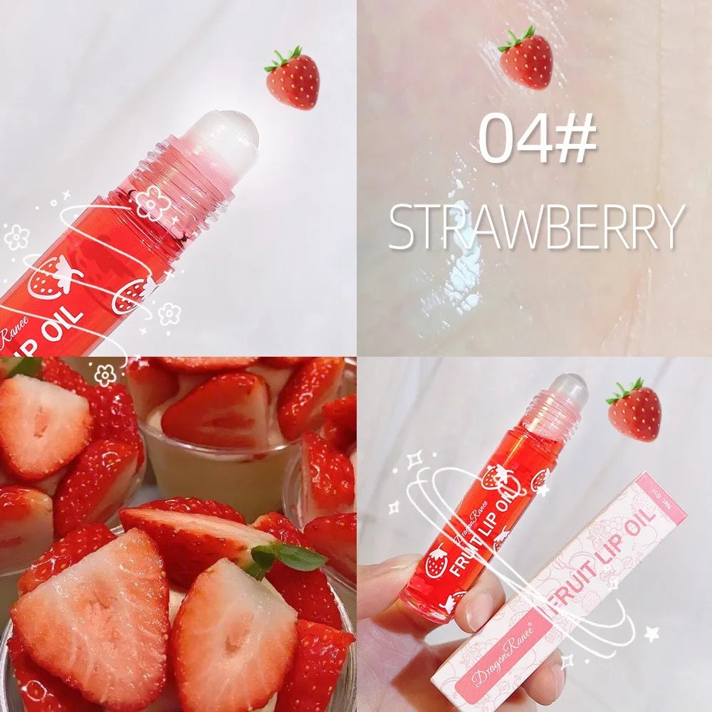 Hydrating Lip Oil Roller Gloss Moisturizing Nourishing Lip Balm Transparent Colorless Fruit Avocado Lip Care