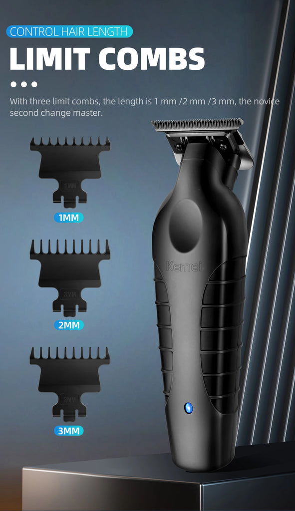 Kemei KM2299 Professional Hair Clipper 0mm Zero Gapped Carving Clipper Men's Cordless Hair Trimmer Electric Hair Cutting Machine