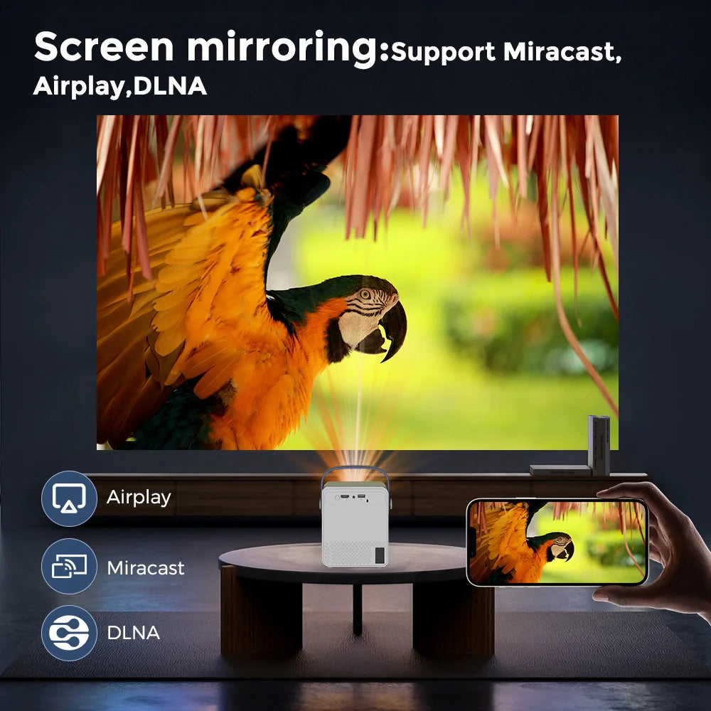 CY302 Mini Projector Android Smart Native 600P Support 1080P WIFI6 BT5.0 HDMI Home Movie Outdoor Projector Project Screen