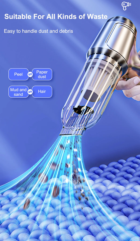 Car Vacuum Cleaner Wireless Portable Vacuum Cleaner 95000PA High Power 2 in 1 Mini Handheld Vacuum Cleaner Blower for Car Home