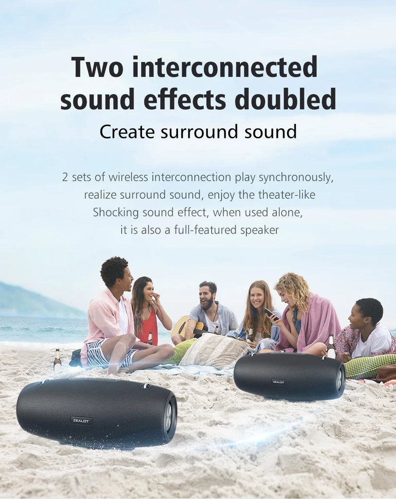 ZEALOT-S67 60W Portable Bluetooth Speaker Outdoor Party Speaker Big Loud Speaker Excellent Bass Performace Hifi speaker