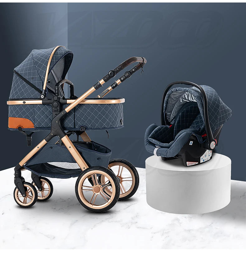 Luxury Baby Stroller 3 in 1 Newest Easy Folding Multifunctional Stroller Travel Portable Baby Carriage Safety Seat EU Standard