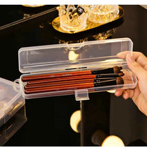Laai beeld in Galery-kyker, Portable Makeup Brush Organizer Eyebrow Pencil Tableware Chopsticks Transparent With Cover Storage Box Kitchen Accessories