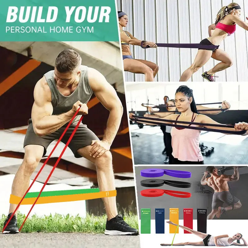 8pcs latex tension band yoga fitness exercise elastic band chest muscle resistance band male and female pull up auxiliary tensio