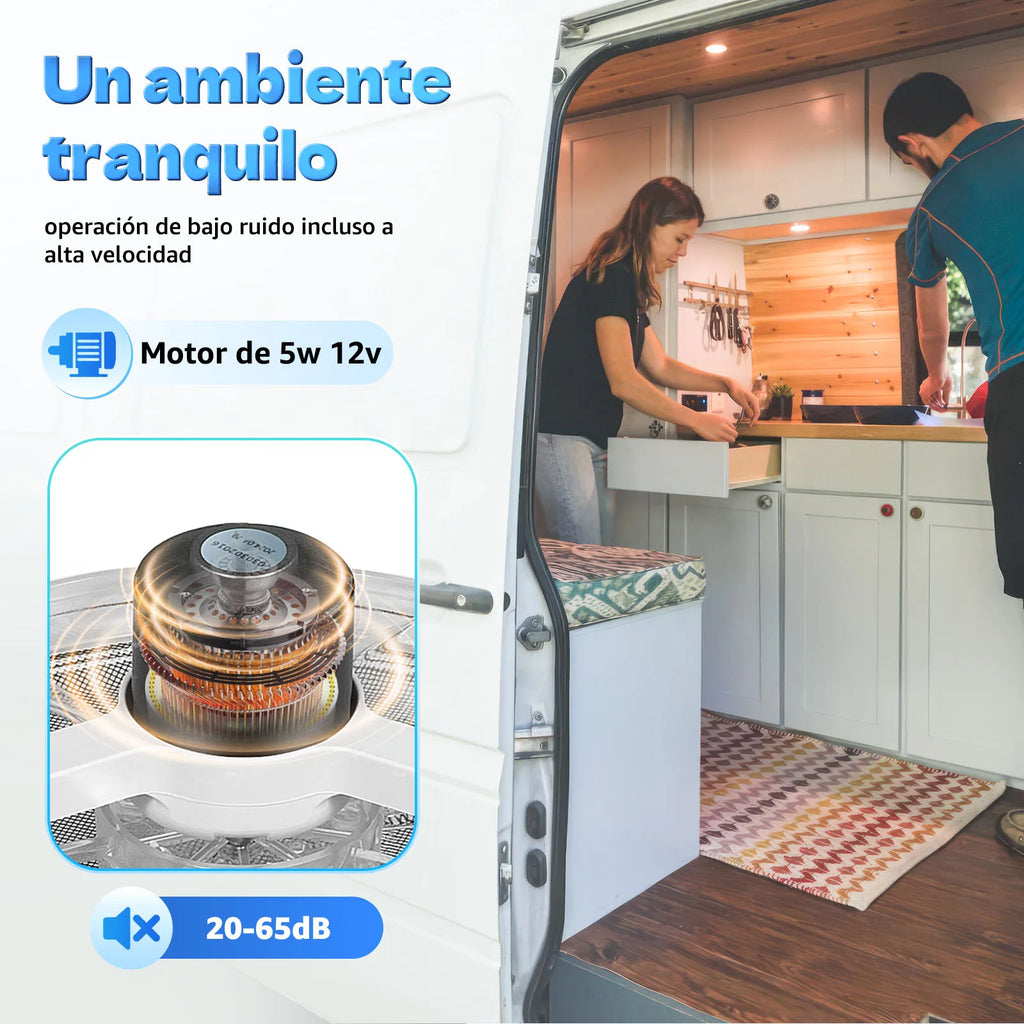 Caravan Roof Vent Fan for RV Light-transmitting Window Motorhome Air Ventilation Automatic Exhaust Fan with LED Light 12V