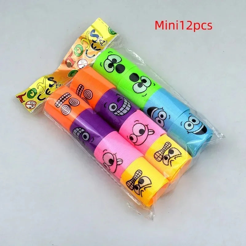 12/24pcs Rainbow Magic Springs Circle Toys Gradient Color Fingertip Coils Funny Kid Toy Halloween Party Favors Christmas Gift