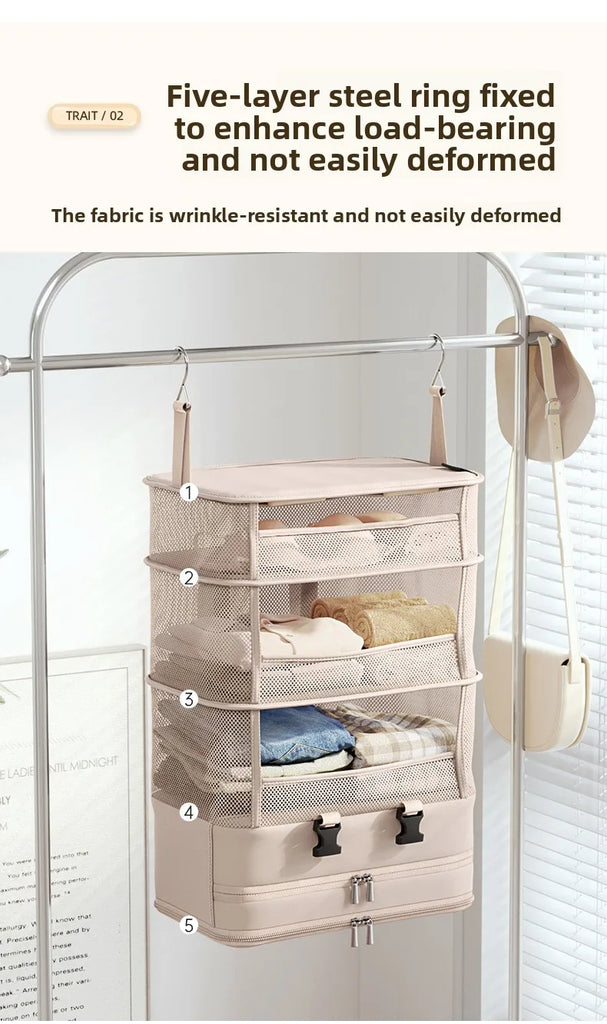 1pc Hanging Travel Clothes Storage Bag Large Capacity Underwear Storage Bag Business Trip Tourism Hotel Wardrobe Hanging Bag