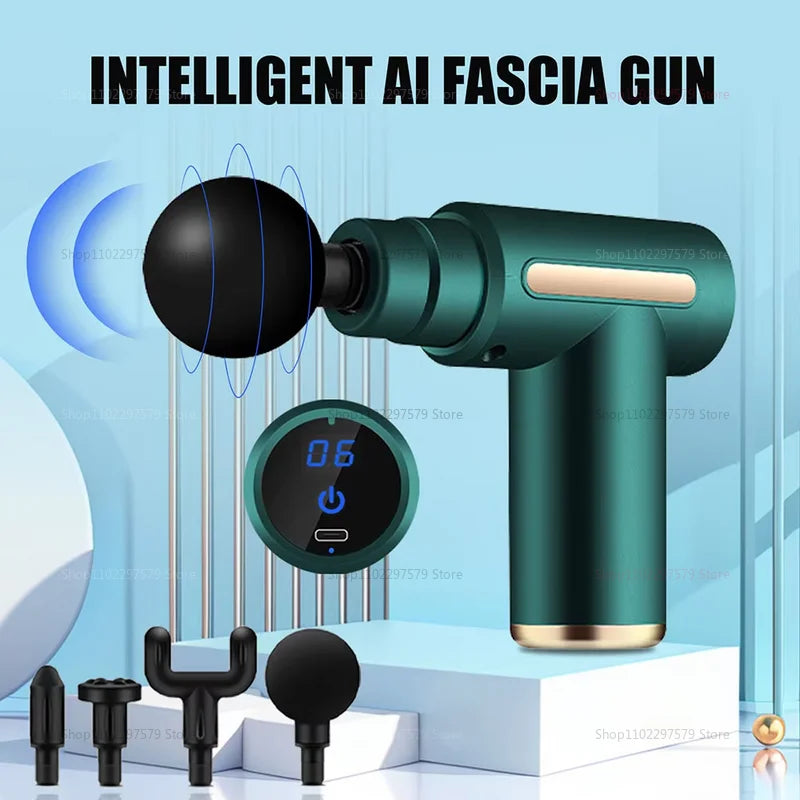 Fascial Massage Gun Electric Percussion Pistol Massager Body Neck Back Deep Tissue Muscle Relaxation Fitness Tool For Shoulder