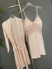 Sexy Female Nighty&Robe Set Lingerie Spring Summer Bathrobe Nightgown Two Piece Set Loose Silk Satin Home Dress Lounge Wear