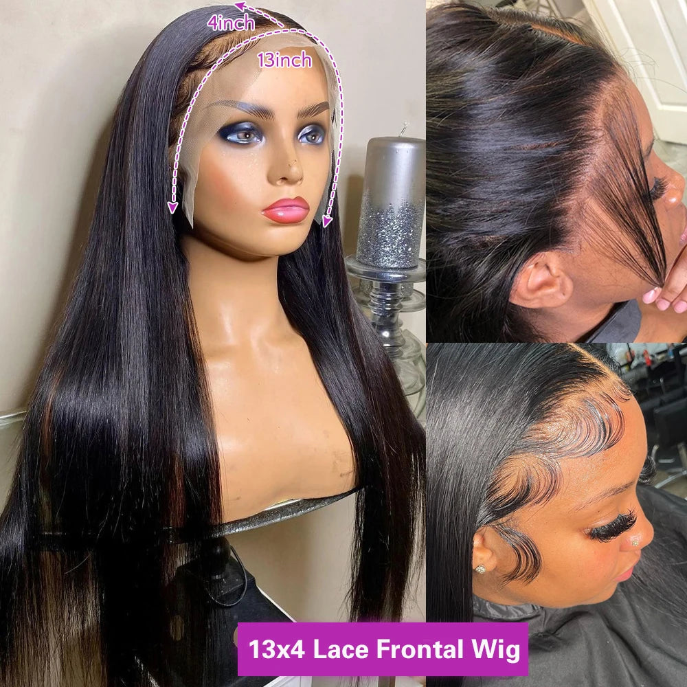 40 50 Inch 13x4 13x6 HD Transparent Bone Straight Lace Front Wigs 250 Density 360 Full Lace Brazilian Human Hair Wigs For Women