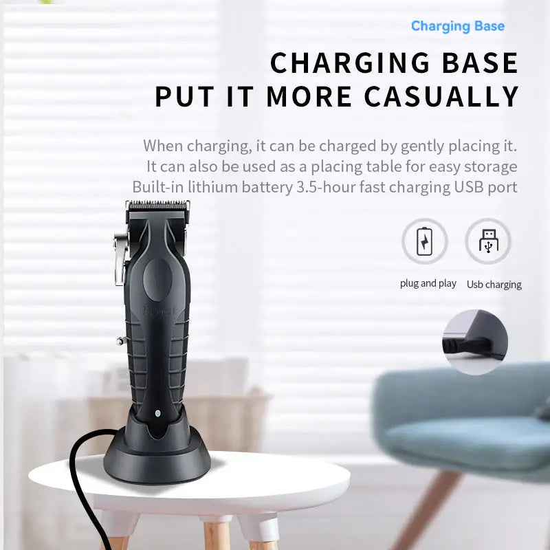 Kemei 2299 Barber Cordless Hair Trimmer 0mm Zero Gapped Carving Clipper Detailer Professional Electric Finish Cutting Machine