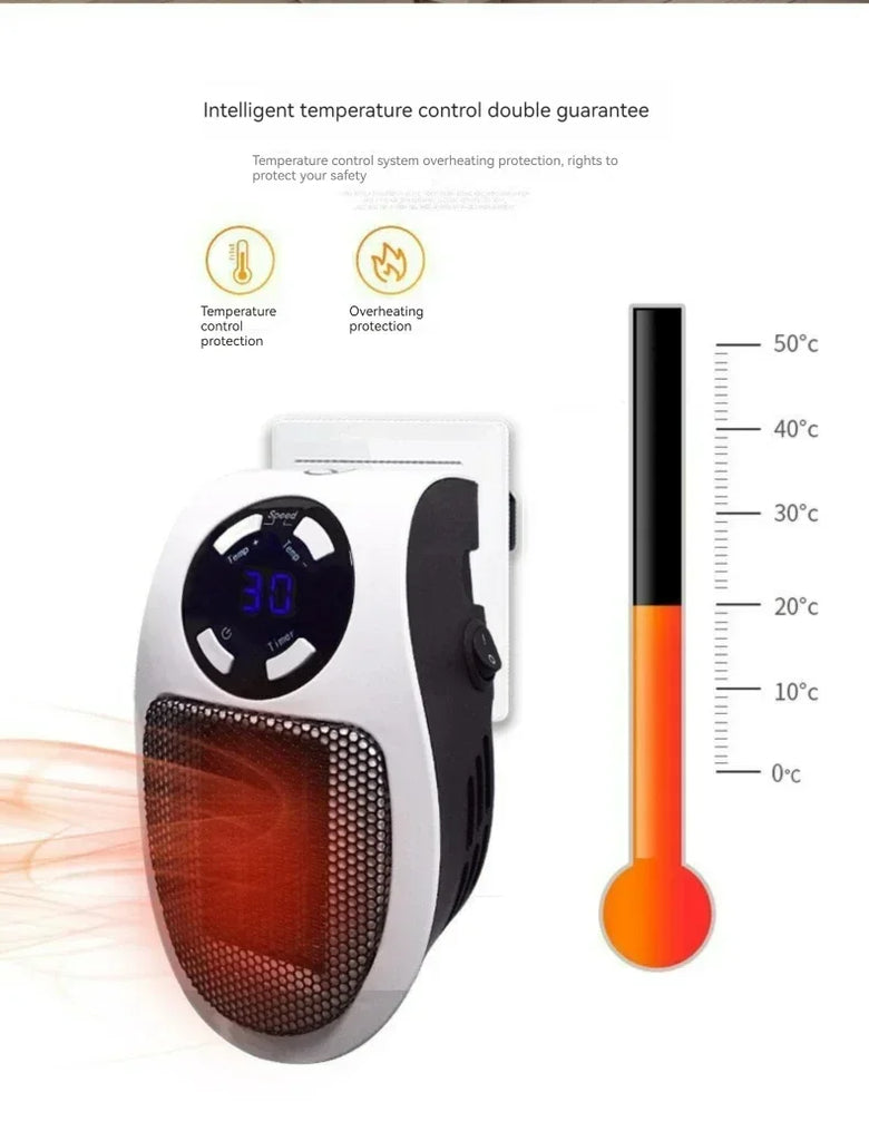 Portable Heater Electric Heater Plug-in Room Heater Home Appliance Heating Furnace Mini Radiator Remote Heating 500W