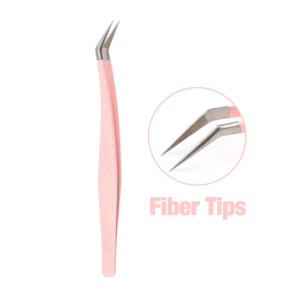 Fadvan Tweezers for Lashes Extension Fiber Tips Stainless Steel Makeup Tweezers Anti-static Free Print Your Logo