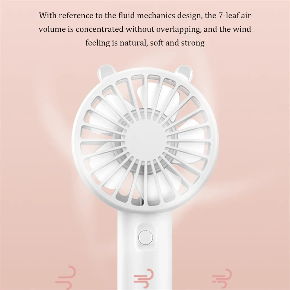 Mini Handheld Fan Portable USB Rechargeable Fans Desk with Base Small Makeup Eyelash Cooler Women Girls Outdoor Office White