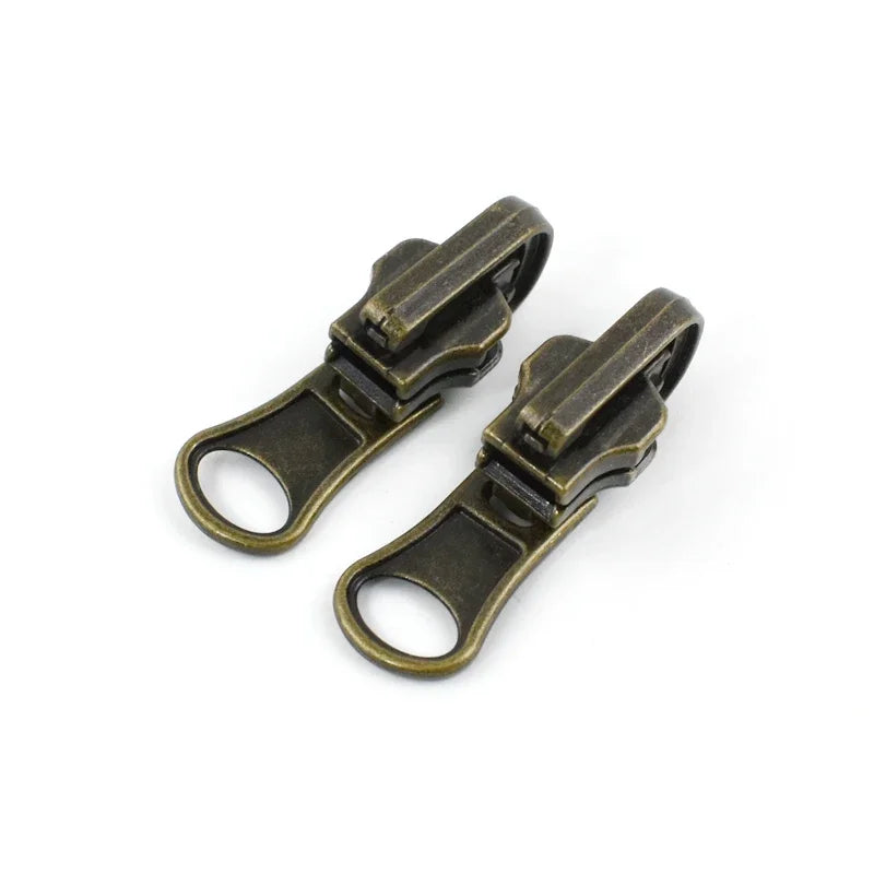 5/10Pcs Meetee 5# Bronze Zipper Slider Pull for Metal Zippers Sewing Bag Zips Puller Head Clothes Zip Repair Kit DIY Accessories