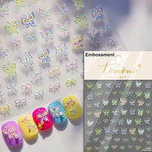 Load image into Gallery viewer, Lovely Gold Silver Black White Line Bowknot 3D Self Adhesive Nail Art Decorations Stickers Ribbon Cute Manicure Decals Wholesale