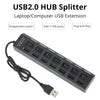 Switch Extension Hub 7-port USB2.0 Hub Computer USB Extension Hub One Drag Seven USB2.0 Splitter PC Laptop DesktopSwitch Extensi