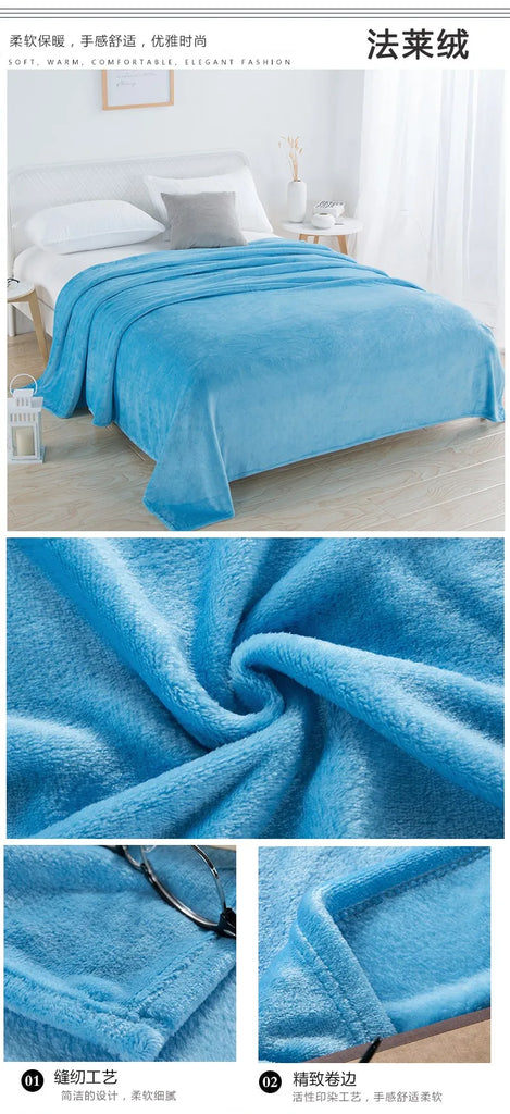 Flannel Spring Autumn Blanket Extra Soft Comfortable Nap Shawl Blankets Solid Warm Multi-functional Skin Friendly Throw Blanket