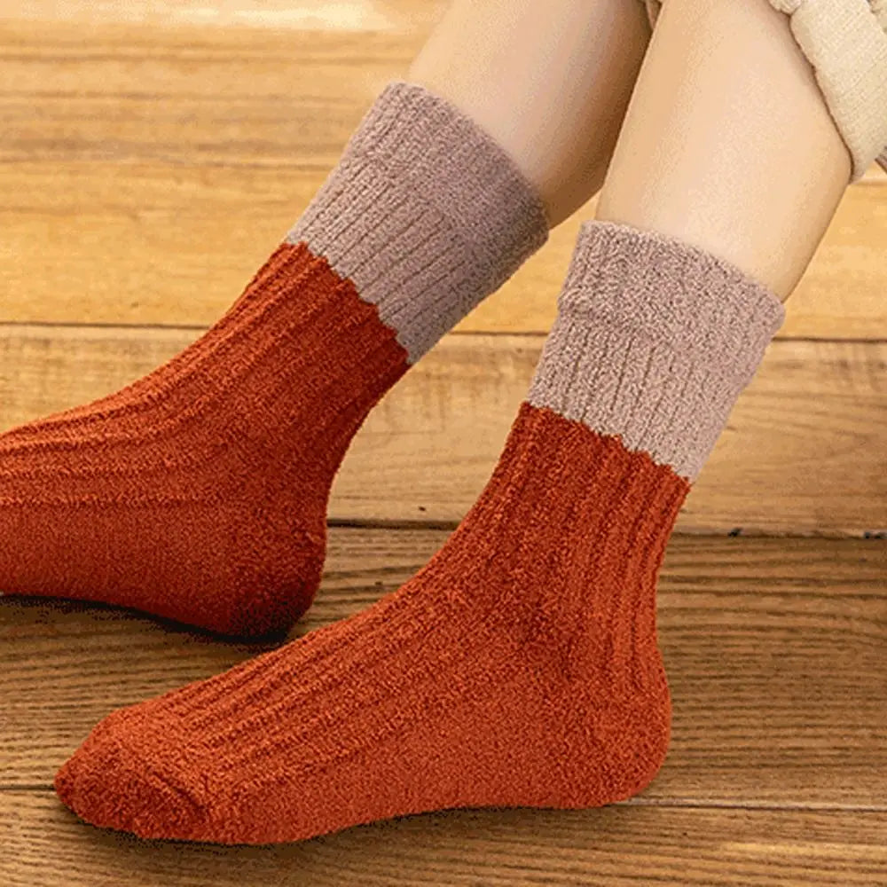 Winter Children Home Sleeping Socks  Indoor Socks Patchwork Color  Socks Mid Tube Socks Striped Socks Floor Socks