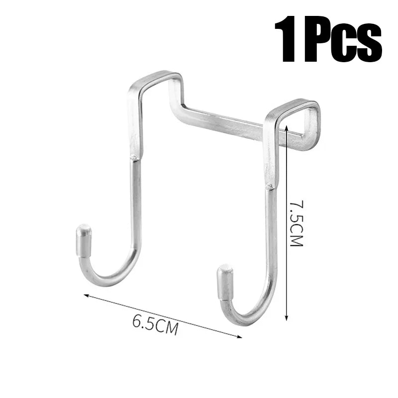 304 Stainless Steel Hook Free Punching Double S-Shape Hook Kitchen Bathroom Cabinet Door Silvery Type Coat Towel Storage Hanger