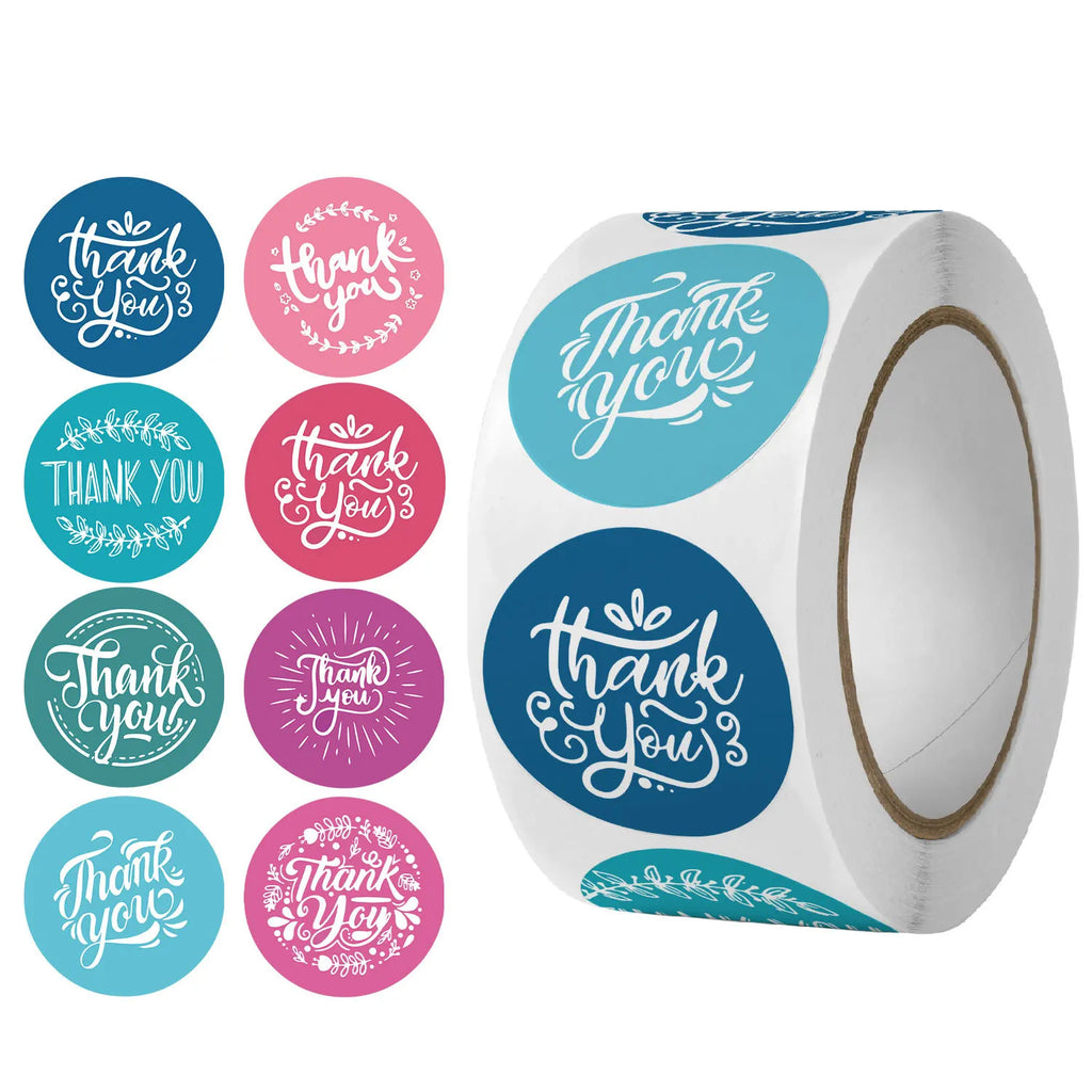 500pcs Labels Roll Flower Thank You Stickers Scrapbooking For Gift Decoration Stationery Sticker Seal Label Handmade Sticker