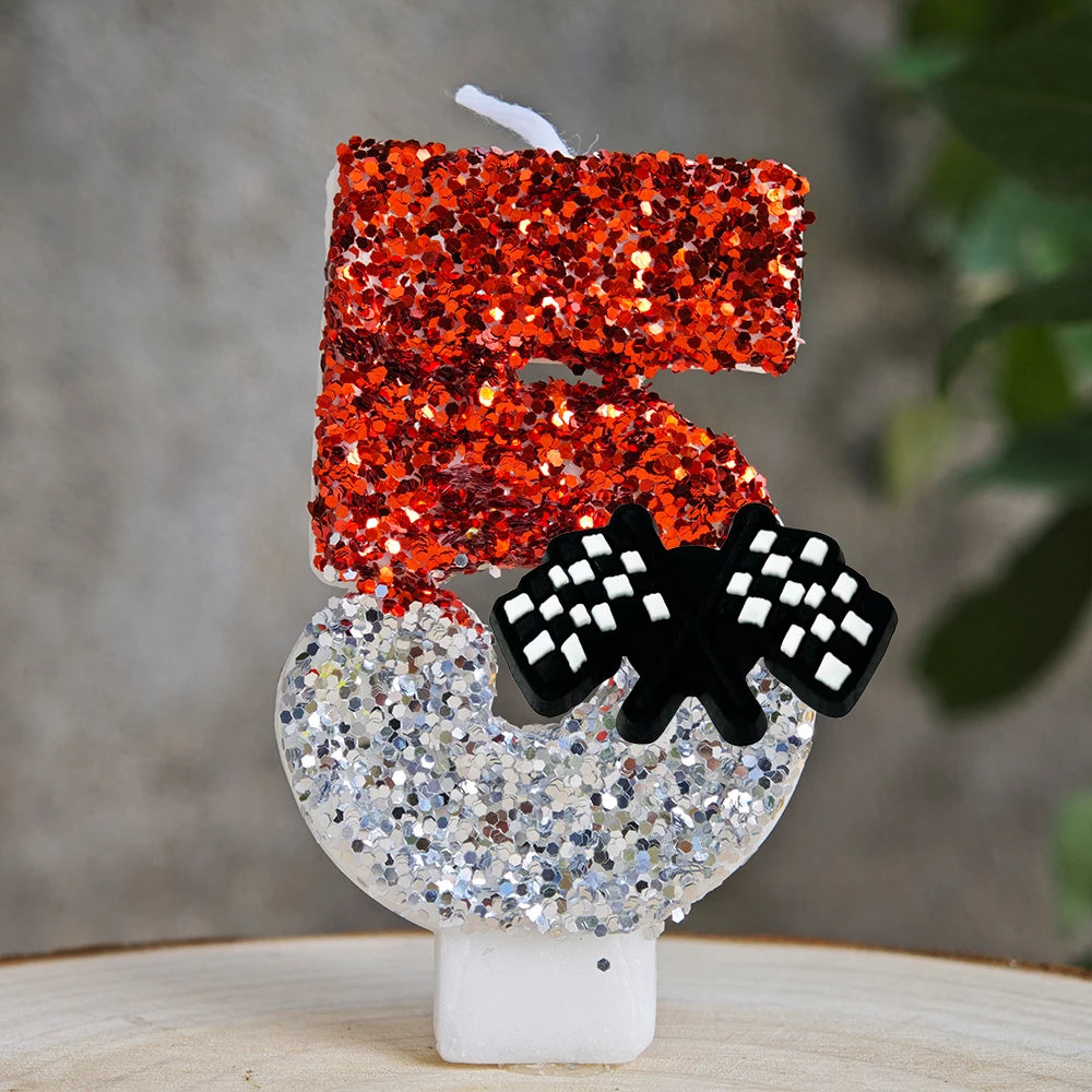 Mcqueen Candles Anime Cake Decor Theme 0-9 Number Candles Birthday Party Cake Topper Kids  Baby Shower  Gift Supplie