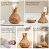 500ml Wood Grain Humidifier with Flowers, Quiet Aromatherapy Diffuser, USB Rechargeable Mini Humidifier with Colorful Night Ligh