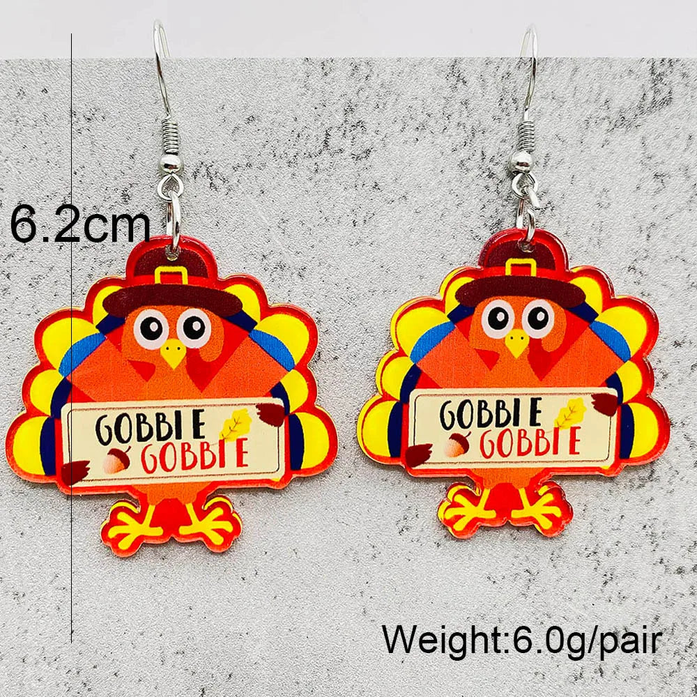 Thanksgiving Turkey Acrylic Earrings Fashion Glasses Turkey Asymmetric Drop Earrings for Women Thanksgiving  Jewelry Gifts