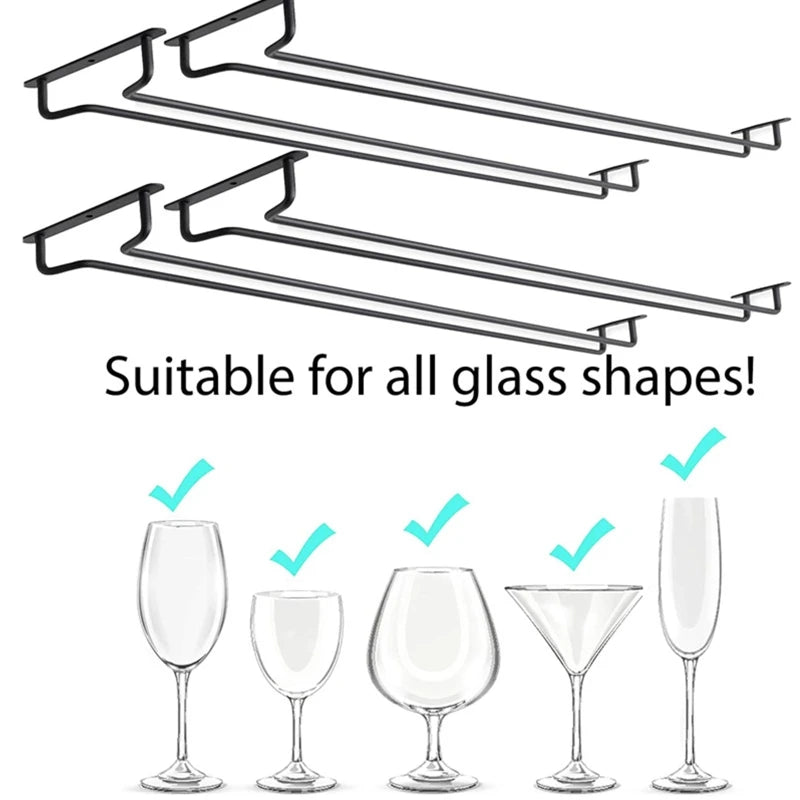 Wine Glass Hanging Rack with Screws Wall Mount Wine Glass Holder Hanger Storage for Bar Kitchen