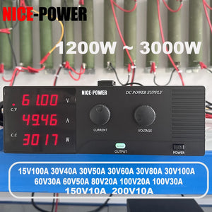 NICE-POWER DC Power Supply Variable 60V 50A, 1200W-3000W High Power Benchtop Power Supply Adjustable Switching Voltage Regulator