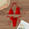 Sexy Flower Bandeau Swimwear Thong Bikini 2025 Women Lace-up Swimsuit Swimming Bathing Suit Brazilian Bikinis Sets Mujer Biquini