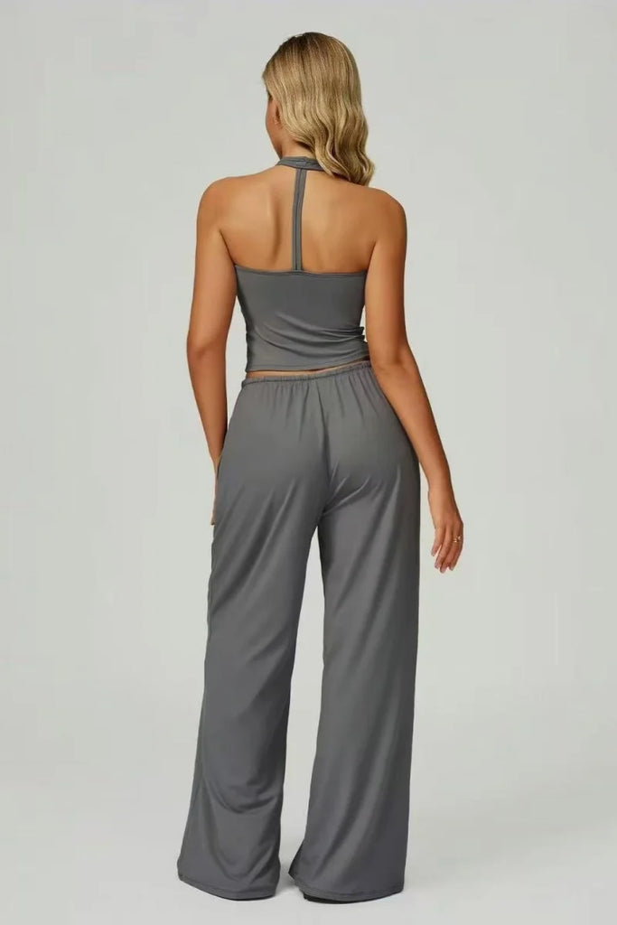 European and American fashion women's trousers set comfortable wide-leg trousers set loose casual pants women's sports fitness e